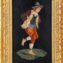 Load image into Gallery viewer, Pietra Dura image of a boy against black slate, Italy, c.1920