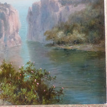 Load image into Gallery viewer, Oil Paintings (pair) on canvas, signed W. Dommersen, c.1870-1900 both are scenes of people along a waterway.