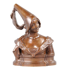 Load image into Gallery viewer, Bronze Bust of a Medieval Maiden, France, c.1900