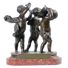 Load image into Gallery viewer, Bronze Figural Group of Putti Musicians, signed Clodion. France, c.1865