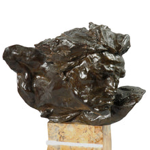 Load image into Gallery viewer, “Le Rhône” Bronze sculpture bust of a man’s head, France, Art Deco. Signed André C. Vermare, c.1910