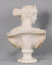 Load image into Gallery viewer, White Marble Bust of Diana, Artist Signed, Italy, c.1875