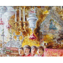 Load image into Gallery viewer, Oil painting by Antonio Rivas on wooden panel “Choir Boys” in original frame, Signed, Spain, c.1870