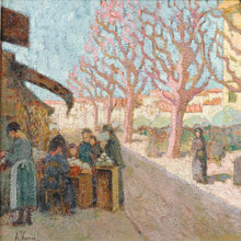 Load image into Gallery viewer, Oil on canvas, Street Market Scene, signed A. Varin, France, c.1880
