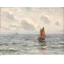 Load image into Gallery viewer, Oil on canvas by W. L. Wyllie, signed, “Off Southend”. England, c.1875