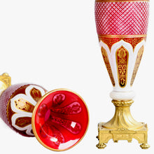 Load image into Gallery viewer, Pair of Ruby Bohemian Ormolu mounted Vases, Bohemia, c.1860.