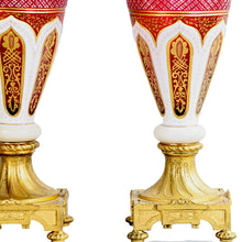 Load image into Gallery viewer, Pair of Ruby Bohemian Ormolu mounted Vases, Bohemia, c.1860.