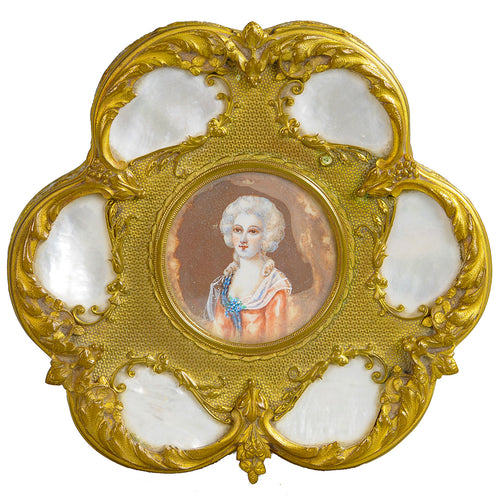 Ormolu dresser box with mother of pearl and portrait. France, c.1875