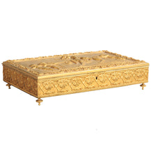Load image into Gallery viewer, Bronze Doré Box with a Bas Relief lid signed Clodion. France, c.1880.