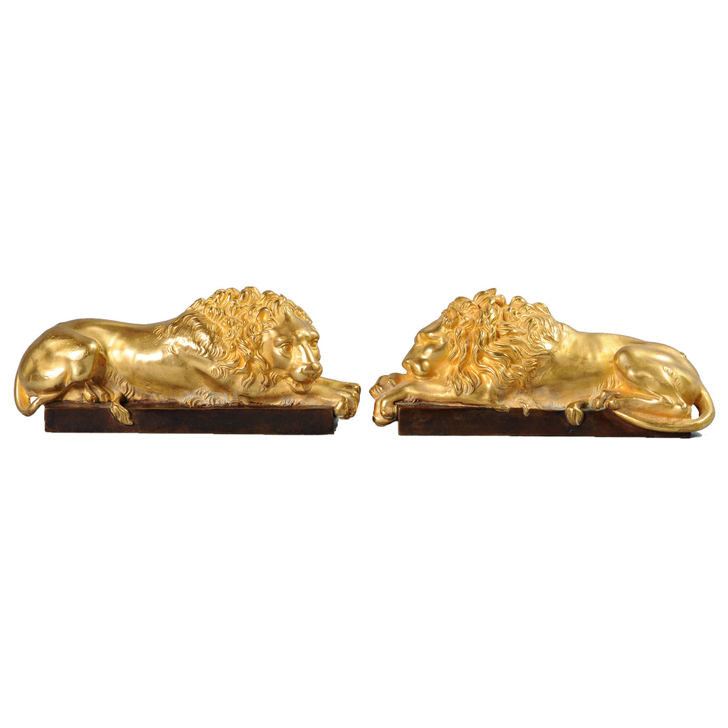 Antique Ormolu Bronze Lions