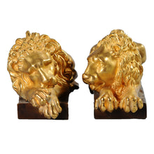 Load image into Gallery viewer, Pair of Gilt and Bronze lions, Italy, c.1875
