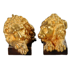 Pair of Gilt and Bronze lions, Italy, c.1875