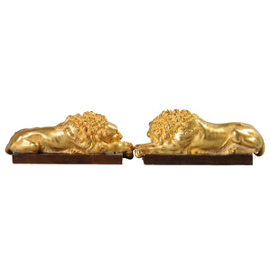 Pair of Gilt and Bronze lions, Italy, c.1875