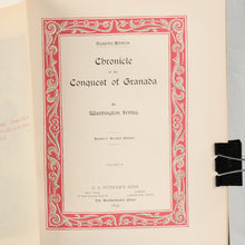 Load image into Gallery viewer, Leather Bound Chronicle of the Conquest of Granada 2 volume set Agapida Edition by Irving Washington. Published by Putnams P.G., New York, 1893.