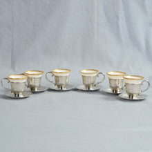 Load image into Gallery viewer, Six Sterling silver and Lenox Demitasse cups and saucers. America, c.1920-1939.
