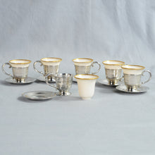 Load image into Gallery viewer, Six Sterling silver and Lenox Demitasse cups and saucers. America, c.1920-1939.