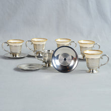Load image into Gallery viewer, Six Sterling silver and Lenox Demitasse cups and saucers. America, c.1920-1939.