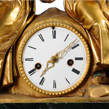 Load image into Gallery viewer, Ormolu Figural Mantle Clock on Verde marble base France, c.1880