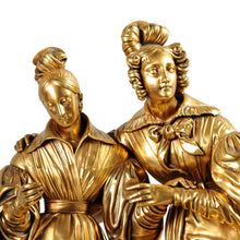 Load image into Gallery viewer, Ormolu Figural Mantle Clock on Verde marble base France, c.1880