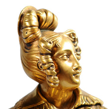 Load image into Gallery viewer, Ormolu Figural Mantle Clock on Verde marble base France, c.1880