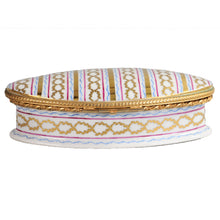Load image into Gallery viewer, Decorative box with gold and multicolor patterns on a white background