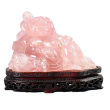 Load image into Gallery viewer, Rose Quartz Laughing Hotei Buddha, China, c.1875