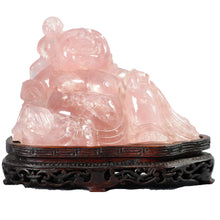 Load image into Gallery viewer, Rose Quartz Laughing Hotei Buddha, China, c.1875