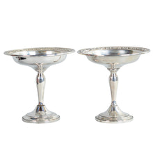 Load image into Gallery viewer, Pair Gorham Sterling Tazzas with embossed borders. America, c1930
