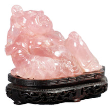 Load image into Gallery viewer, Rose Quartz Laughing Hotei Buddha, China, c.1875