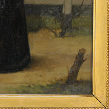 Load image into Gallery viewer, Oil on wooden panel, A lady strolling signed J. Vinck, Belgium, c.1930
