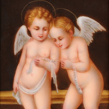 Load image into Gallery viewer, Porcelain tile of two Putti. Florence Italy, c.1830