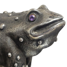 Load image into Gallery viewer, Faberge style silver frog parasol handle facsimile, Russia, c.1960