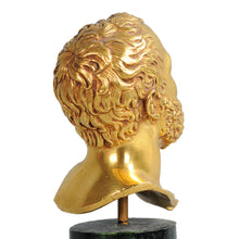 Load image into Gallery viewer, Bronze doré head of a man on a faux marble column and base, France, c.1900