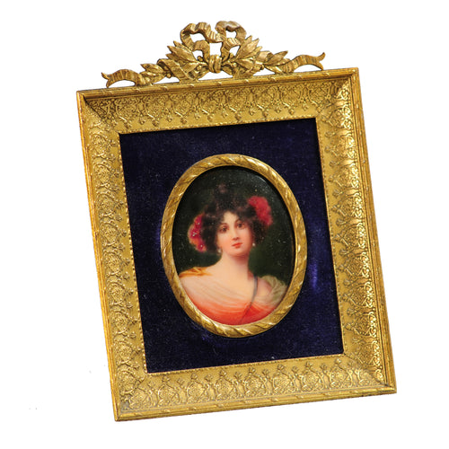 Porcelain miniature in an ormolu frame