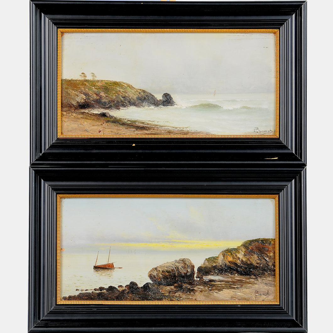 Oil Painting England Coastal Scenes Antique