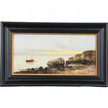 Load image into Gallery viewer, Pair oil on panel coastal scenes signed L P (…?) England, c.1880