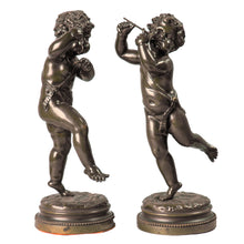 Load image into Gallery viewer, Pair Bronze cherub musicians signed Clodion. France, c.1875.