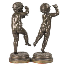 Load image into Gallery viewer, Pair Bronze cherub musicians signed Clodion. France, c.1875.