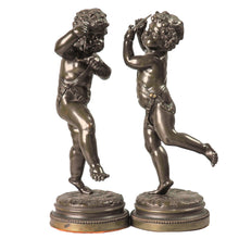 Load image into Gallery viewer, Pair Bronze cherub musicians signed Clodion. France, c.1875.