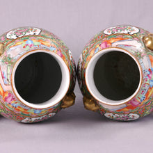 Load image into Gallery viewer, Pair of Rose Medallion covered vases, China, mid 19th century