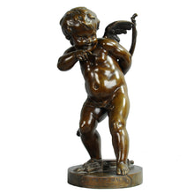 Load image into Gallery viewer, Antique Bronze Cupid from France, signed Rougelet