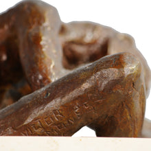 Load image into Gallery viewer, Bronze sculpture of a seated youth signed Victor Salmones, Mexico, c.1960.