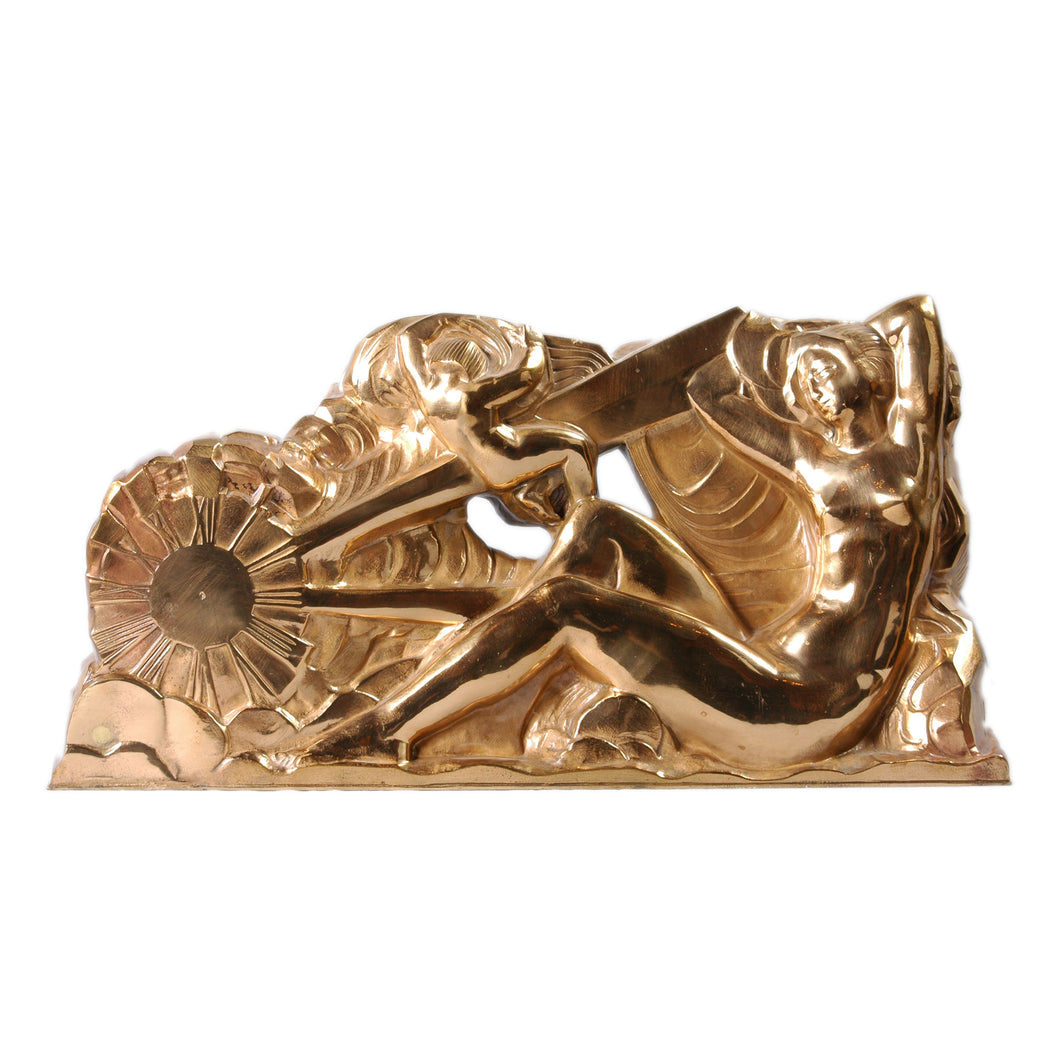 Bronze Doré Art Deco Sculpture by Raoul Eugène Lamourdedieu