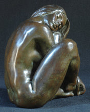 Load image into Gallery viewer, Bronze sculpture of a seated woman, Signed