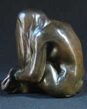 Load image into Gallery viewer, Bronze sculpture of a seated woman, Signed