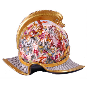 Capo di Monte Porcelain Helmet, signed, no damage or repair.  Italy, c.1880