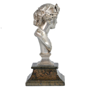 Silvered Bronze Bust of a Bacchante by A. Carrier, France, c.1860