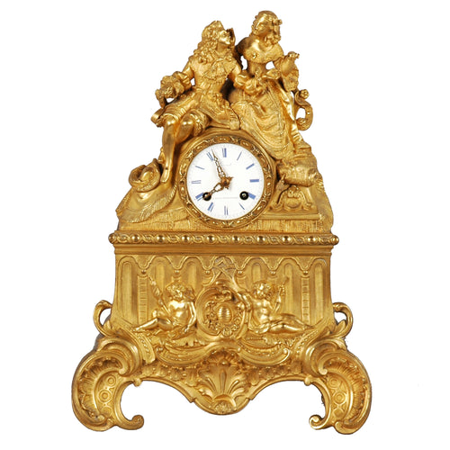 Antique French Mantle Clock by Grout, Paris, c.1840