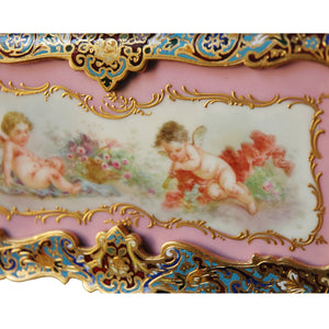 Sèvres and Champlevé jewelry box, France, c.1870