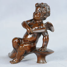 Load image into Gallery viewer, Bronze Putti sitting on a Persian Slipper, France, c.1875